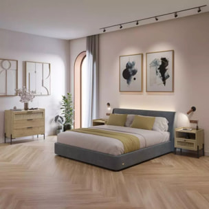 Mesita de noche Koivu Roble Negro