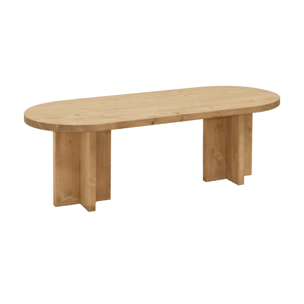 Mesa de centro de madera maciza en tono roble medio de 120x50cm Alto: 40 Largo: 120 Ancho: 50