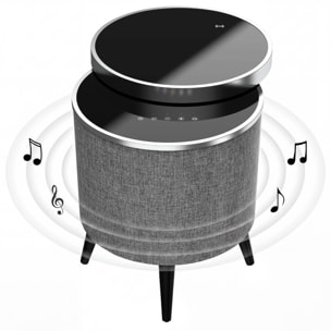 Mesa auxiliar altavoz con sonido de 65W y subwoofer, Bluetooth, base de carga inalámbrica. Mesilla o mesita para dormitorio o sala de estar - TD Systems SM65B11GN [Cristal negro]