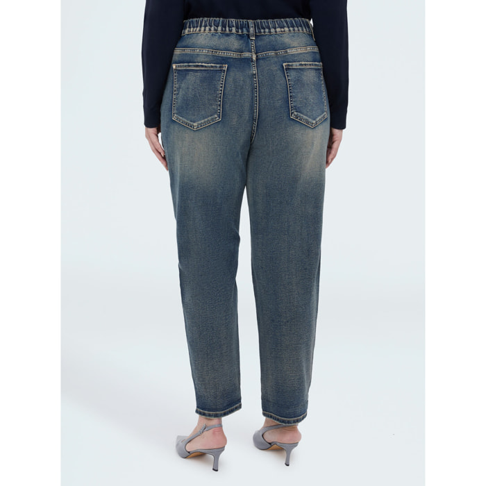 Fiorella Rubino - Jeans Barrell con punti luce colorati - Azzurro