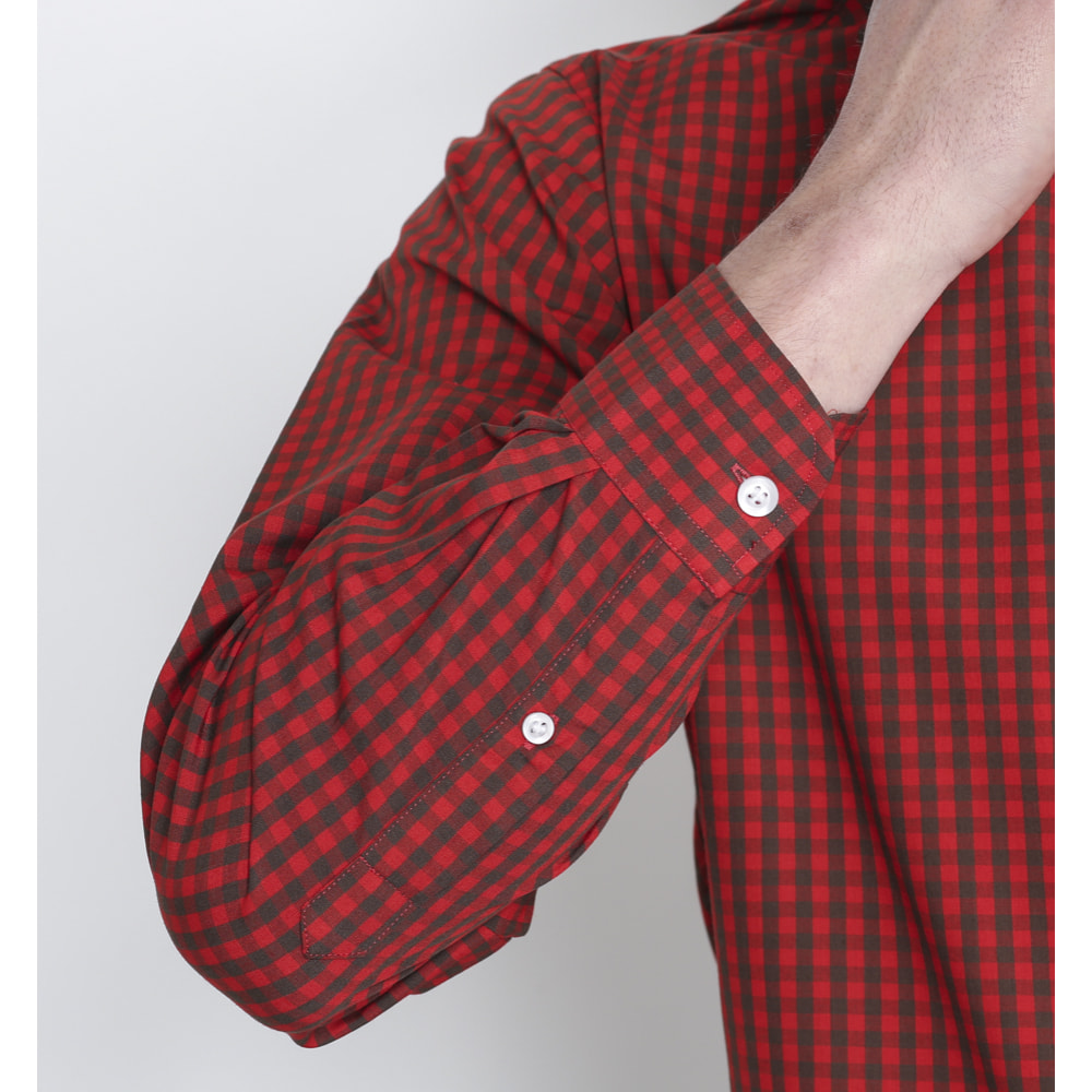 Camicia UOMO quadro rosso e nero