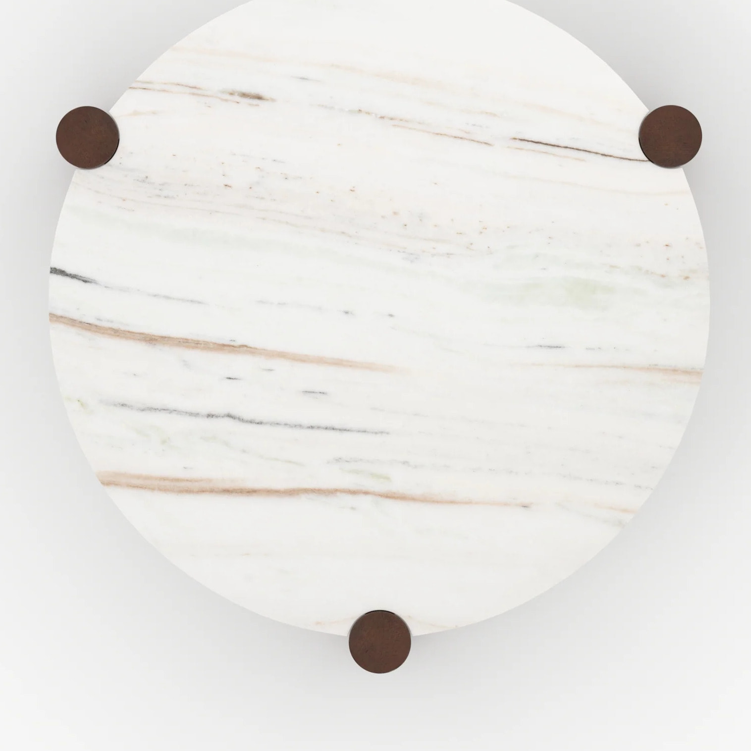 Table basse ronde en marbre et bois de manguier D86 cm - Pauline