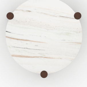 Table basse ronde en marbre et bois de manguier D86 cm - Pauline
