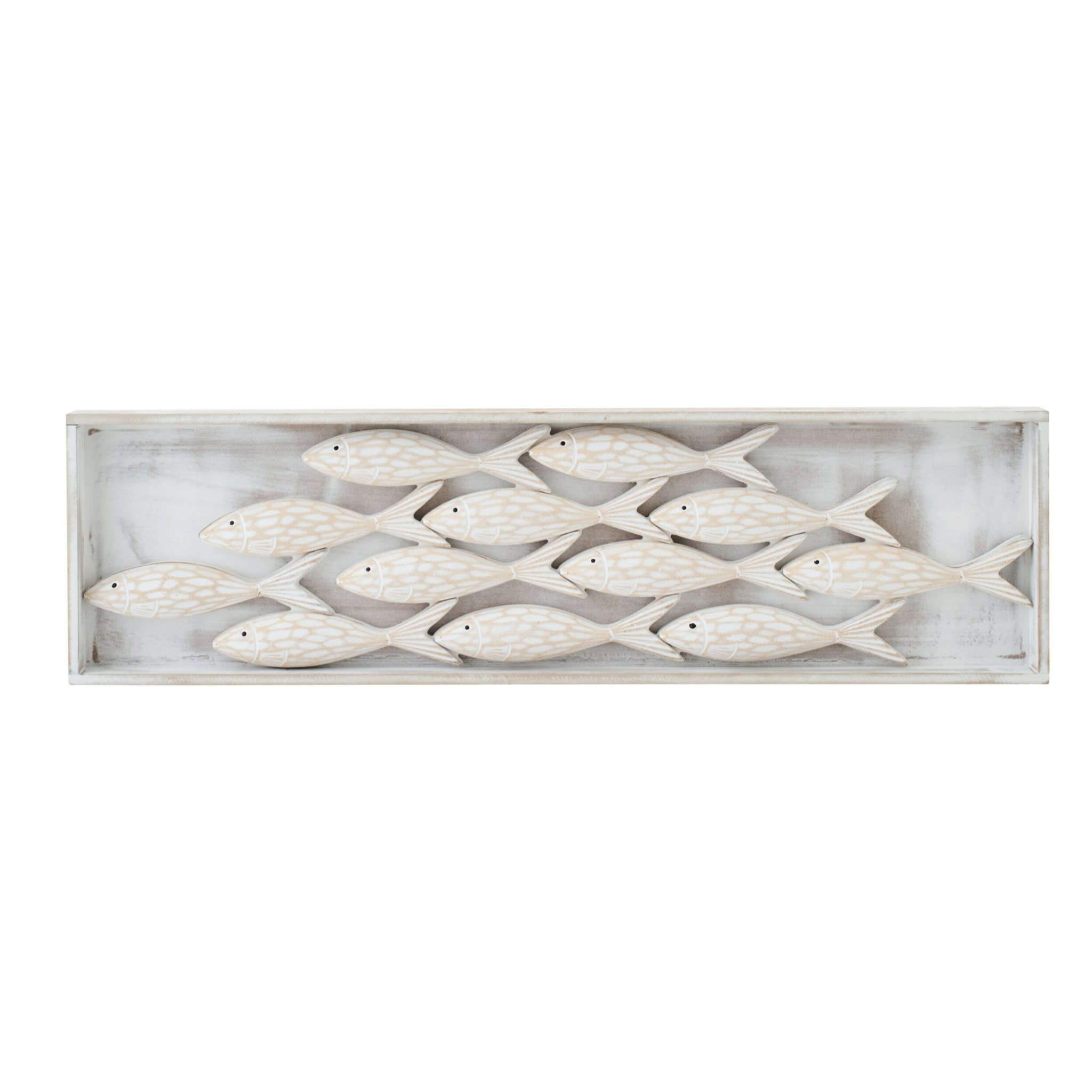 J-Line Objet Mural Poisson Blanchi - bois - naturel