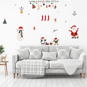 Sticker Noël père noël et éléments de noël - Autocollants stickers adhésifs noël - décoration fêtes