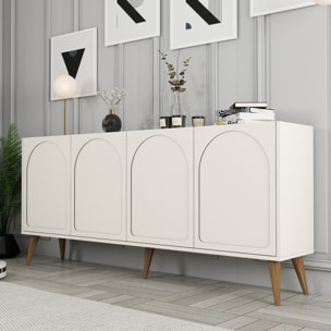 EFFY Buffet 4 portes design arrondi crème 180x81cm