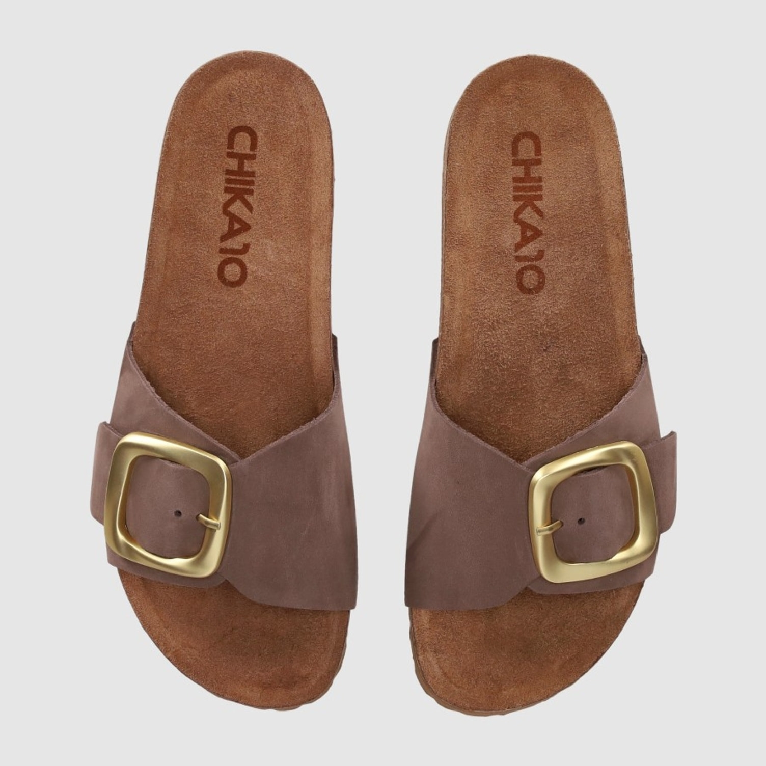 Sandalias de Piel - Marron - Tacón: Bajo