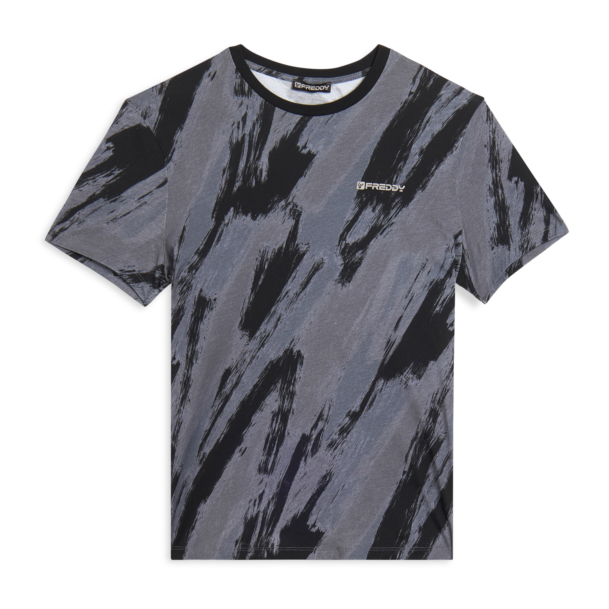 T-shirt stampata effetto pennellata in cotone