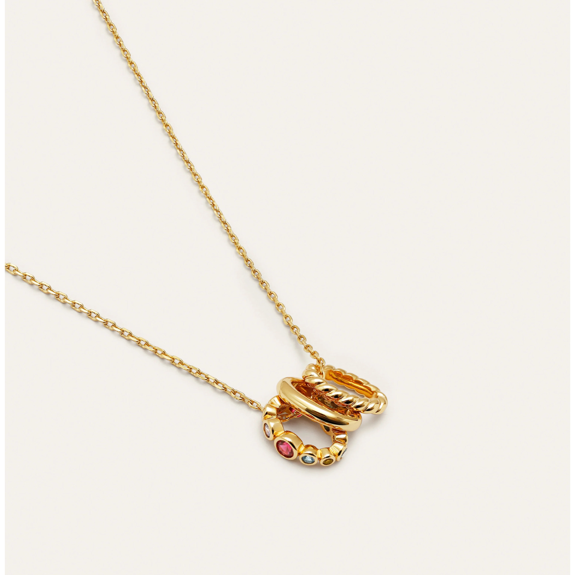Collar Pebble Family Colors Baño Oro
