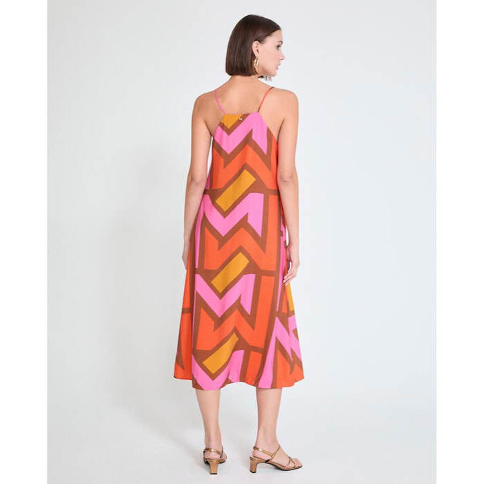 Abito senza spalline con scollo a V e logo