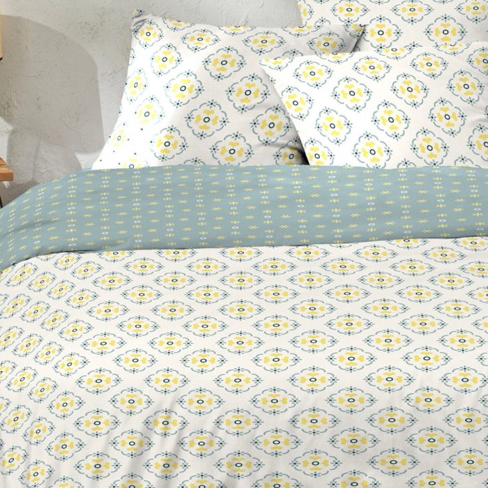 Parure housse de couette 3pcs coton 51 fils creala multico