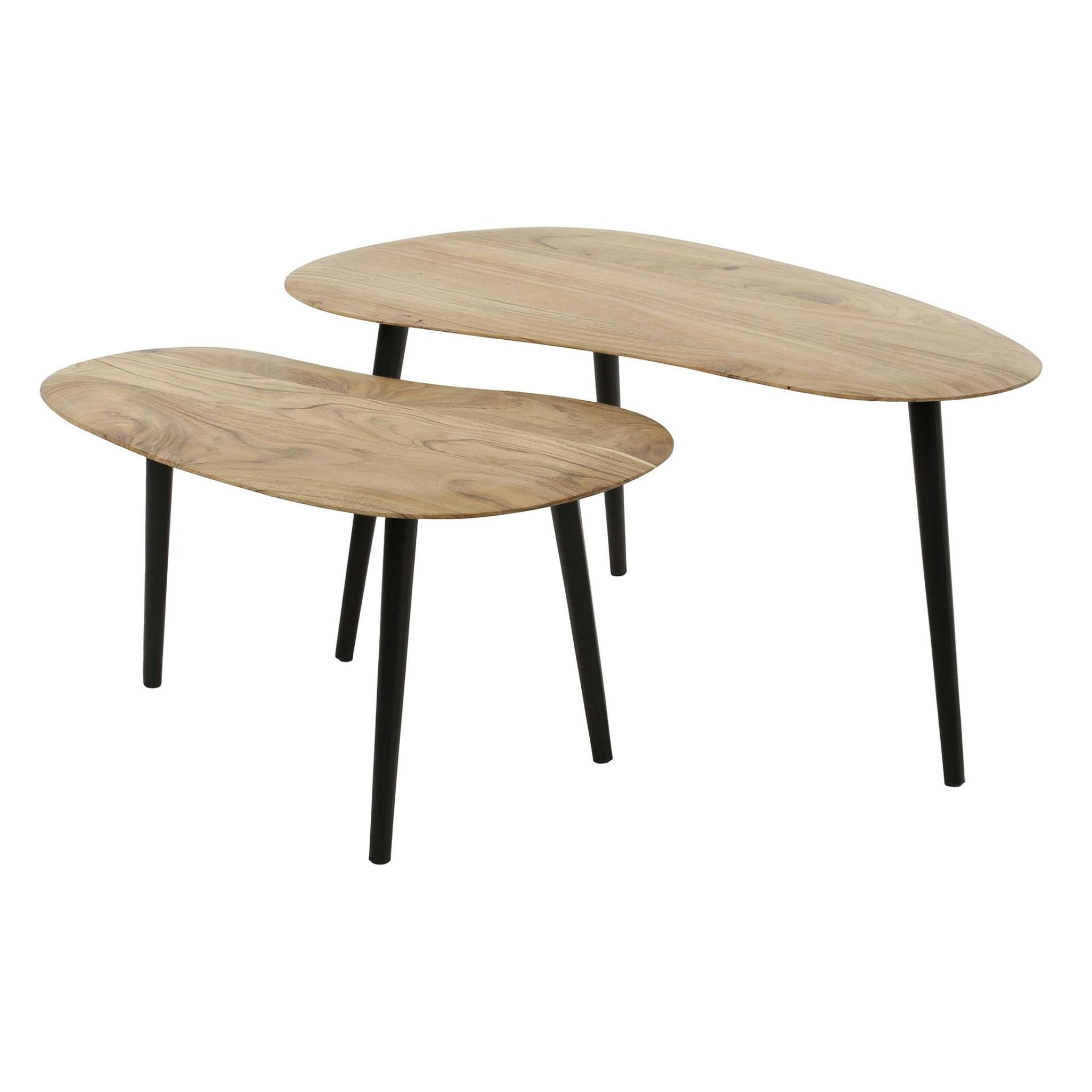 Table basse  en bois d'acacia forme haricot (lot de 2) MELBOURNE