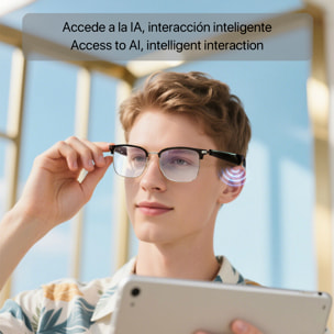 Gafas AI GY-600, traducción de +100 idiomas, asistente inteligente y reproducción de música.