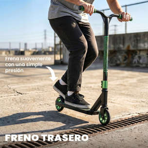 Scooter Acrobático, Scooter Freestyle con Manillar 360°, Rodamientos ABEC-9, Ruedas de PU de 120 mm, Marco de Aluminio Acero, Antideslizante, para Adolescentes, Adultos para Skatepark, Verde