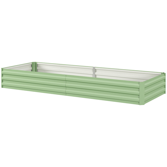 Carré potager de jardin dim. 241L x 90l x 30H cm tôle d'acier ondulée vert clair
