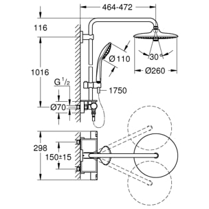 GROHE Vitalio Joy System 260 colonne de douche avec mitigeur thermostatique 26403001