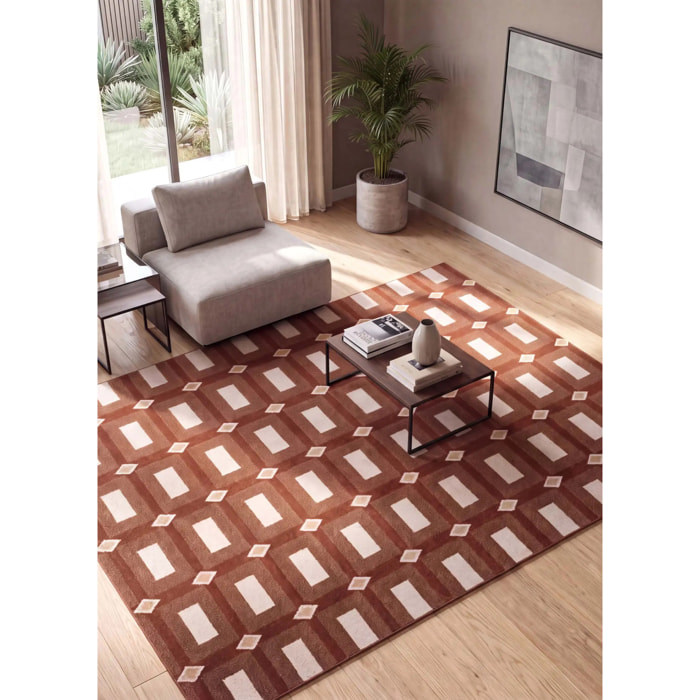 ASTRA Alfombra geométrica de pelo corto caldera, varias medidas disponibles.