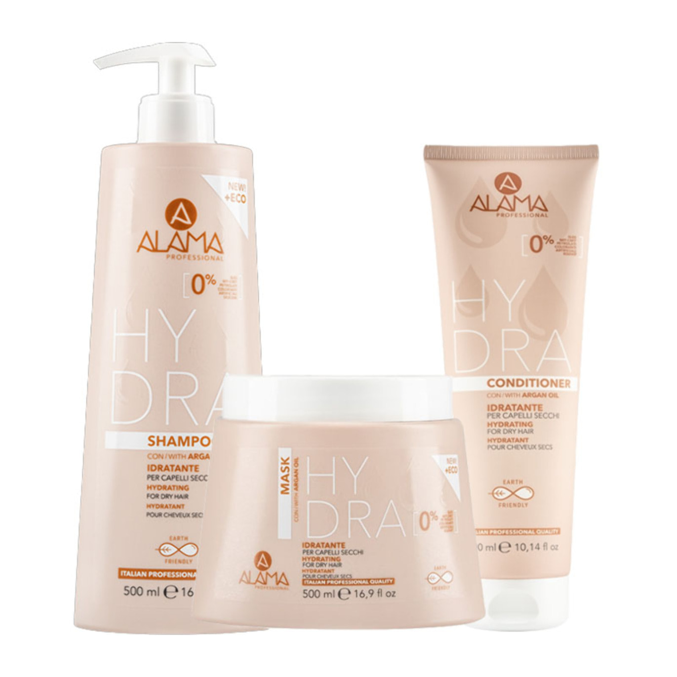 ALAMA Professional Kit Hydra Shampoo 500ml + Mask 500ml + Conditioner 300ml