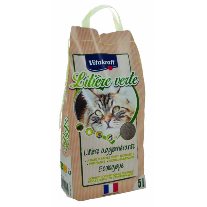 Pack de 3 - Vitakraft - Litière verte pour Chat - Ecologique et fabriquée en France 5L