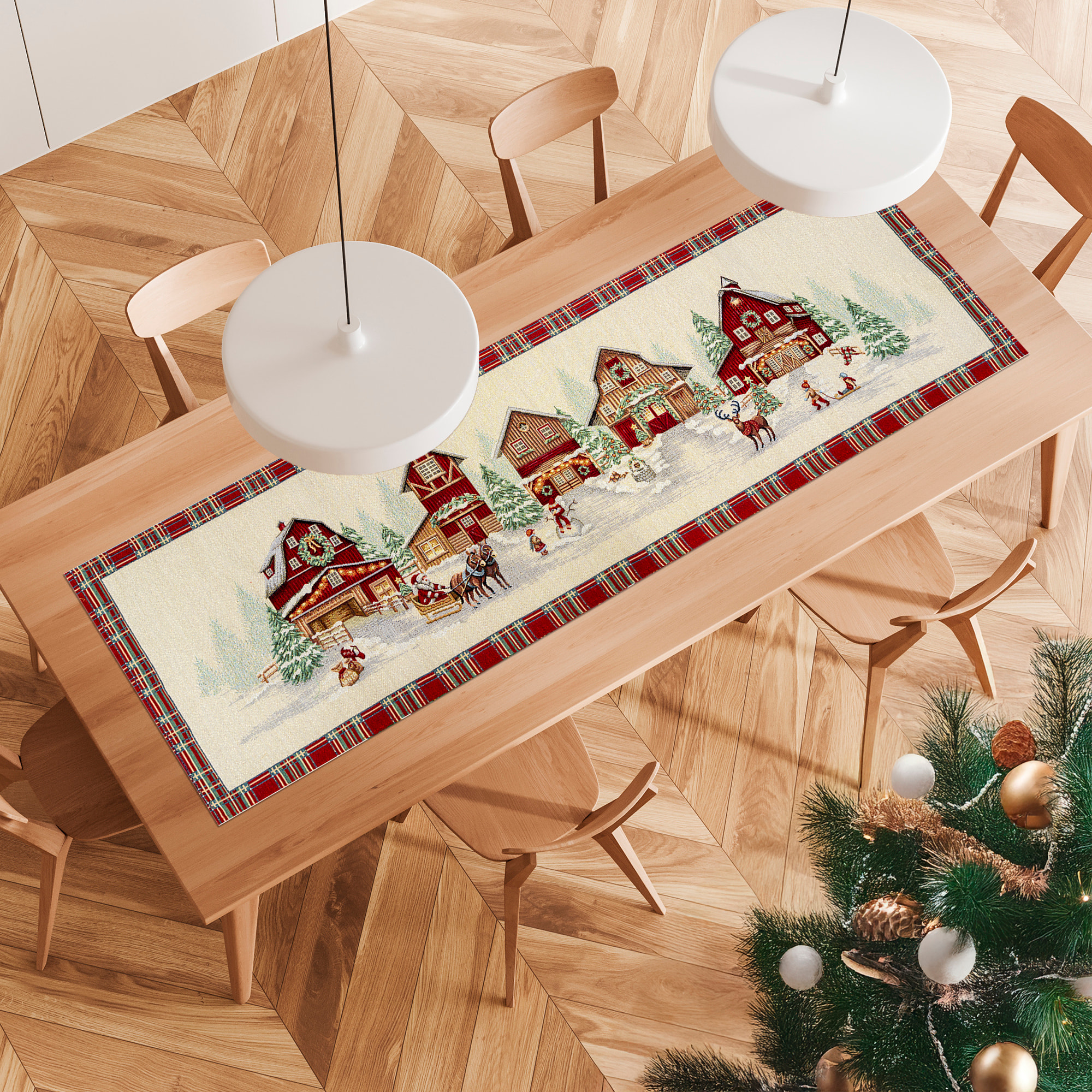 Runner Natalizio Red Cottage 40x140 cm Red Cottage Gobelin Jacquard