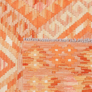 Tapis kilim géométrique, tissé plat en laine, ZIRU