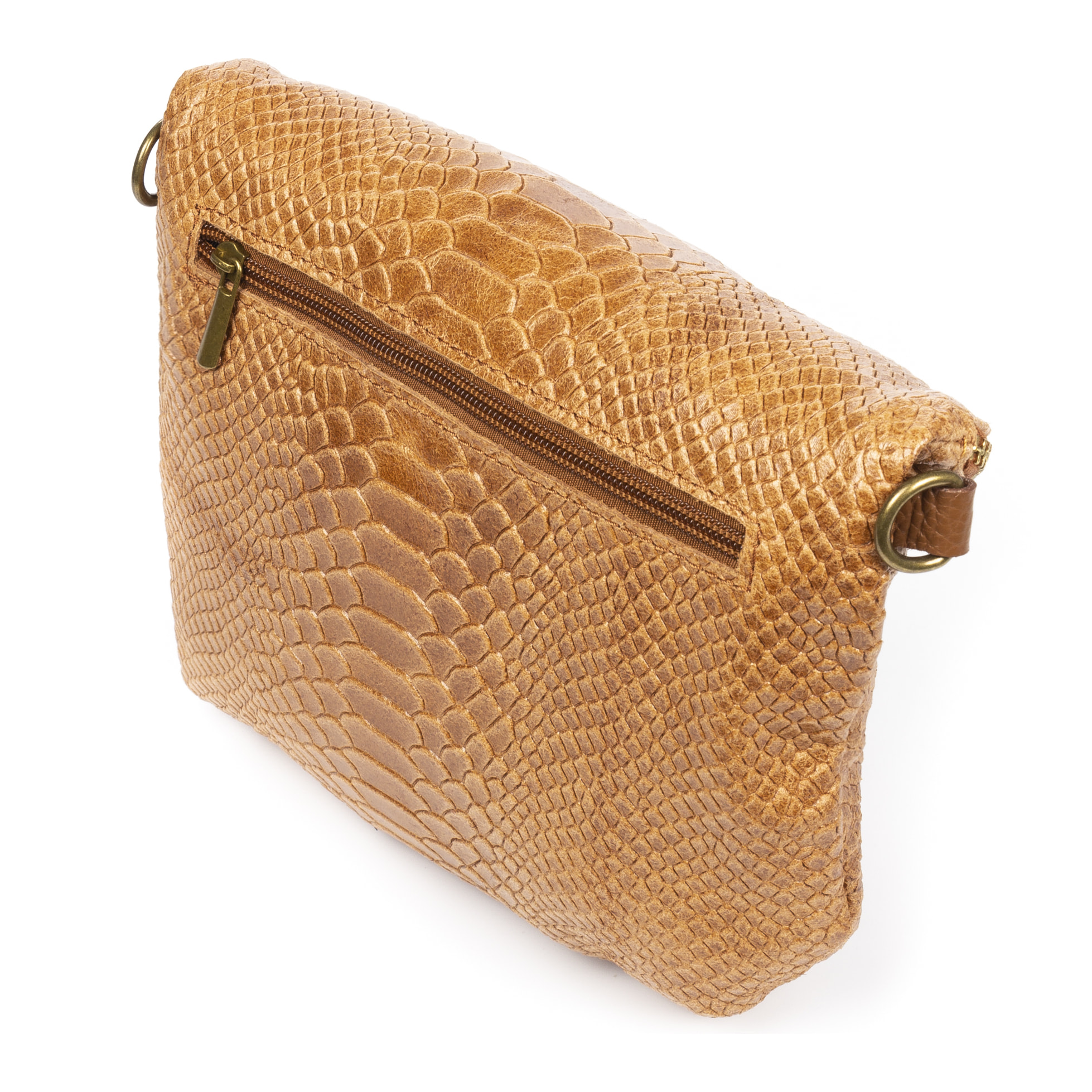 FIRENZE ARTEGIANI Ancona Borsa a tracolla da donna Vera pelle scamosciata stampa serpente Made in Italy 23x4x19 Cm. Colore: pelle