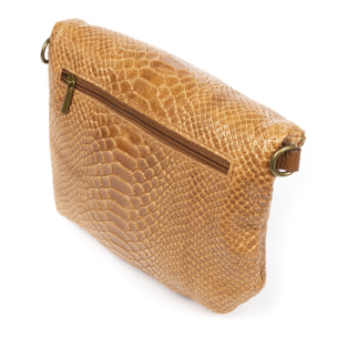 FIRENZE ARTEGIANI Ancona Borsa a tracolla da donna Vera pelle scamosciata stampa serpente Made in Italy 23x4x19 Cm. Colore: pelle