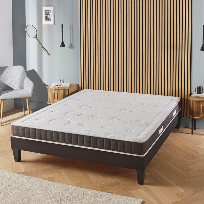 Ensemble Matelas Intuition & Sommier KIT15, Mémoire de Forme, technologie Tri-Lattes, Soutien Ferme, Mousse Haute Densité Recyclée