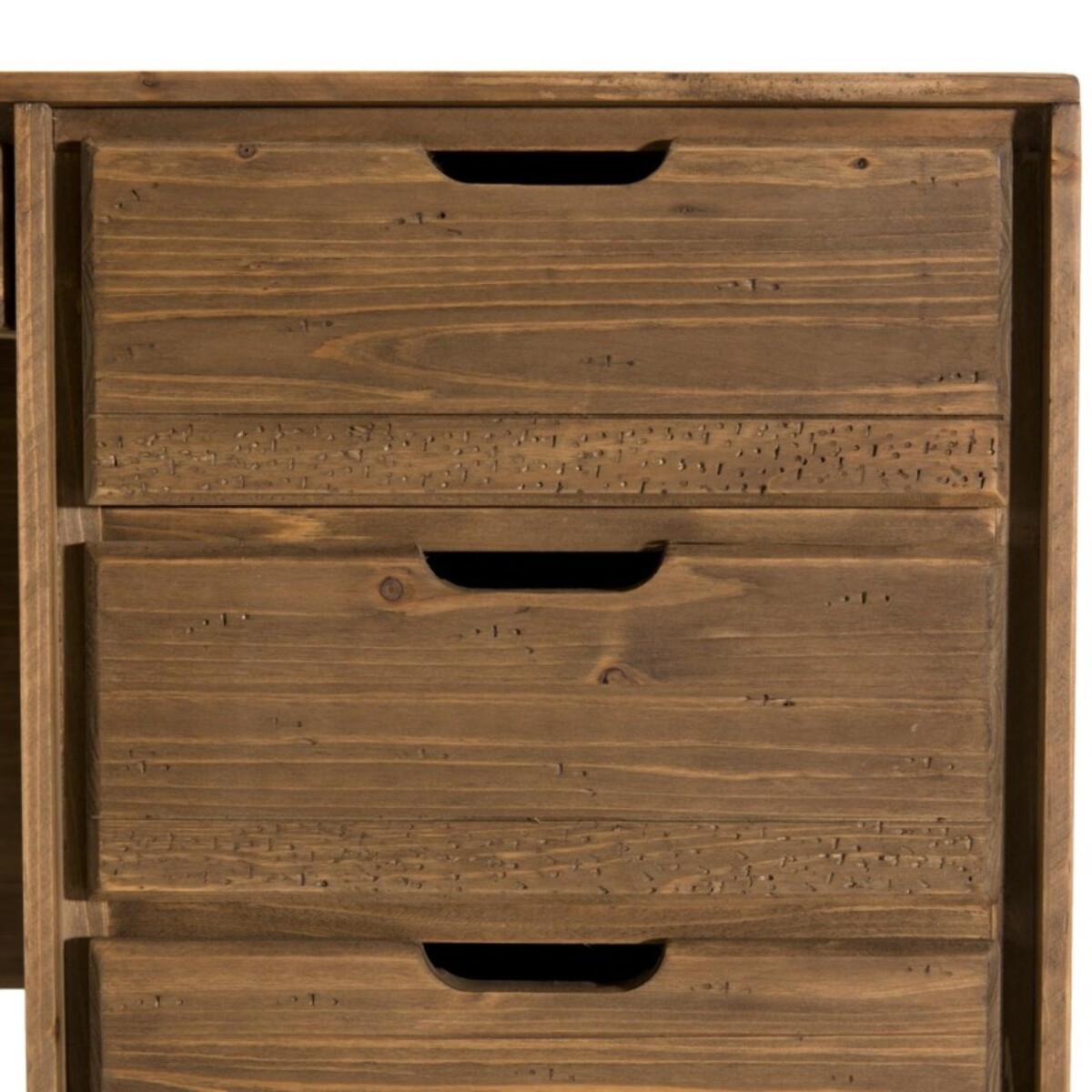 ANDY - Bureau scandi bois marron 6 tiroirs Sapin