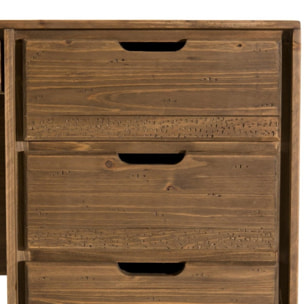 ANDY - Bureau scandi bois marron 6 tiroirs Sapin