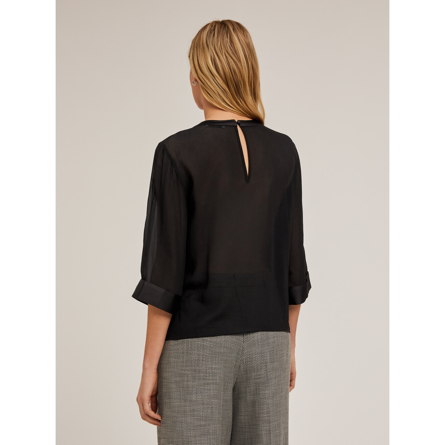 Motivi - Blusa fluida bimaterica - Nero