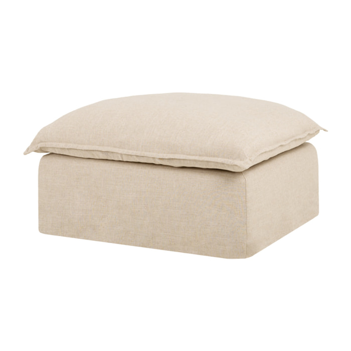 Puf de algodón y lino desenfundable tono beige de 90x72cm Alto: 47 Largo: 90 Ancho: 72