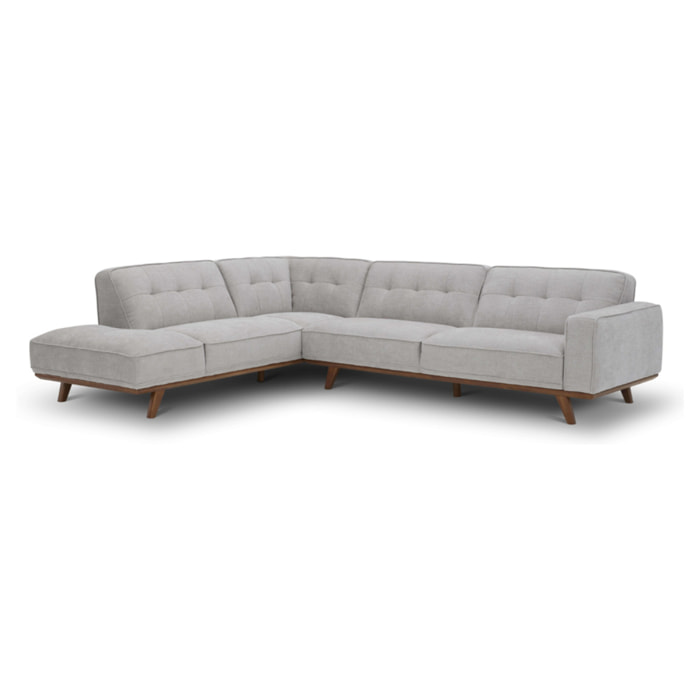 KINSALE Canapé d'angle design en tissu gris 5/6 places