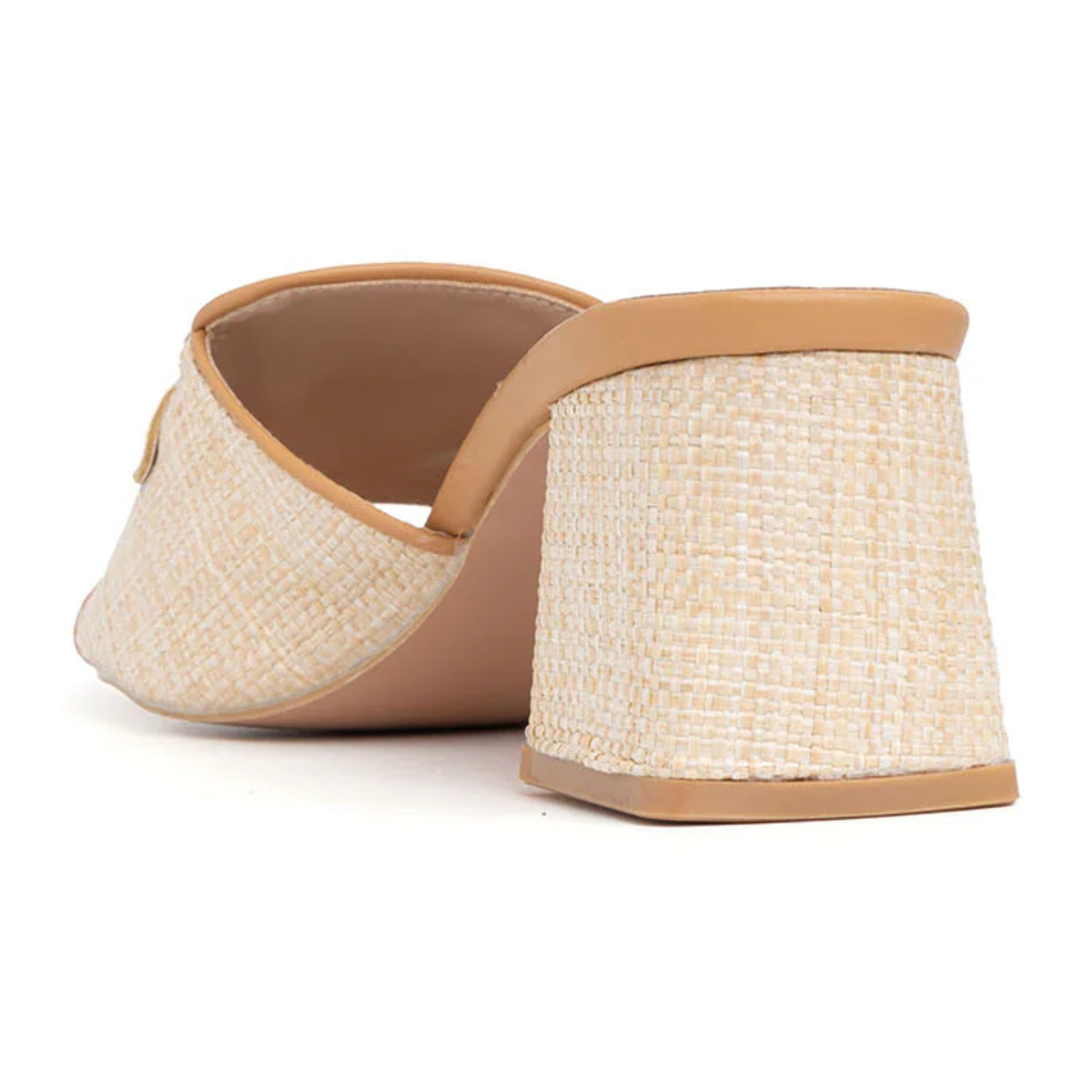 Sabot in rafia con morsetto in bambù - BEIGE