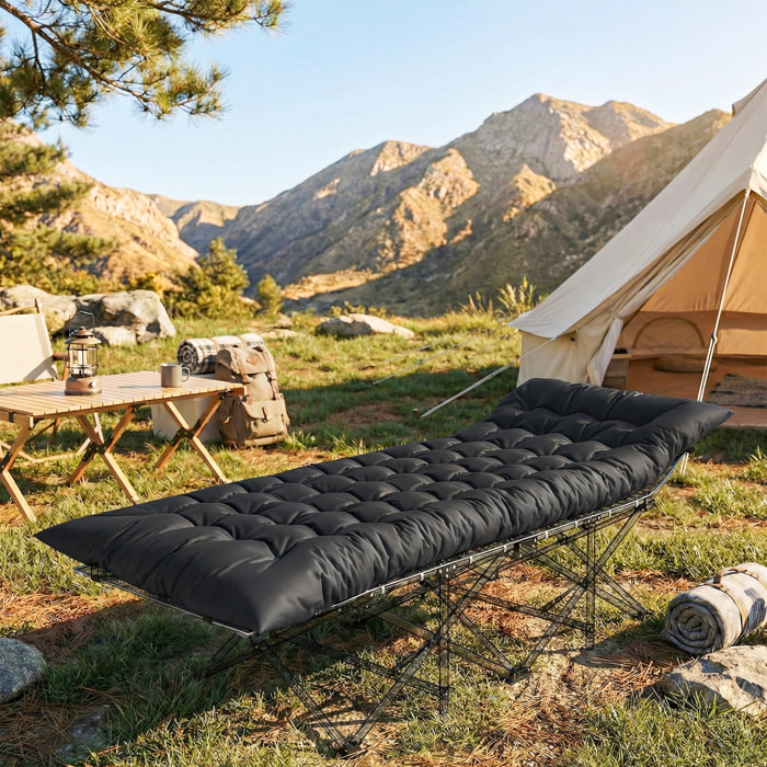 Esterilla de Camping Plegable, Colchoneta de Camping Portátil con Correas, Antideslizante, Grosor 8 cm, para Cama de Camping, Tienda, Viajes, Negro