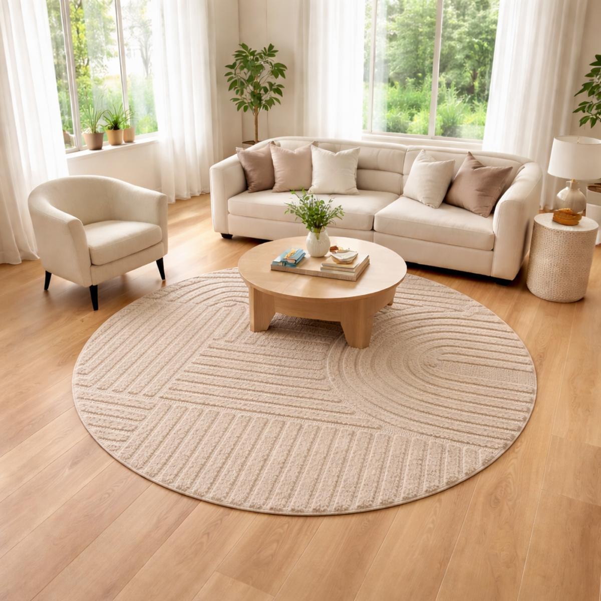 Tapis salon au motif géométrique en relief, design épuré, MANON
