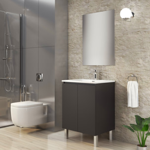 Ensemble de Salle de Bain Lust | 60 cm Noir Mat | Deux Portes | Lavabo Encastré | N'inclut pas le Miroir | Meuble Assemblé | Alday