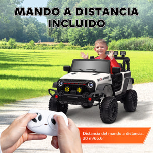 Coche Eléctrico para Niños de +3 Años Carro Eléctrico Infantil Todoterreno de Batería 12V con Mando a Distancia Ruedas Amortiguadas Faros LED Bocina Música Blanco