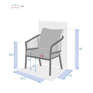 Fauteuil de salon de jardin "Oriengo" taupe & blanc en aluminium traité époxy