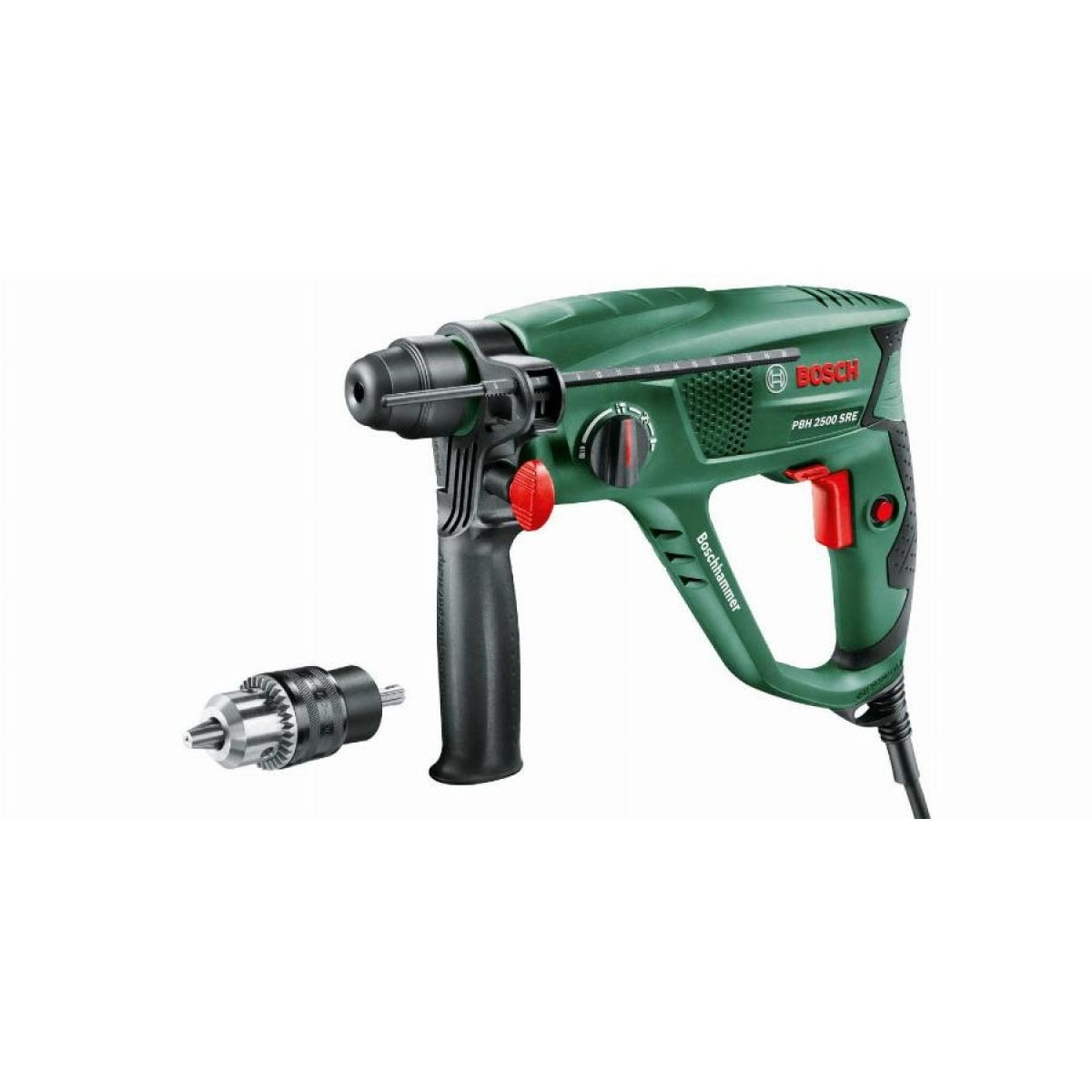 Caja perforadora percutor BOSCH PBH 2500 SRE + adaptador SDS portabrocas con llave 600W - 0603344402