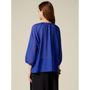 Oltre - Blusa in mussola di cotone - Bluette