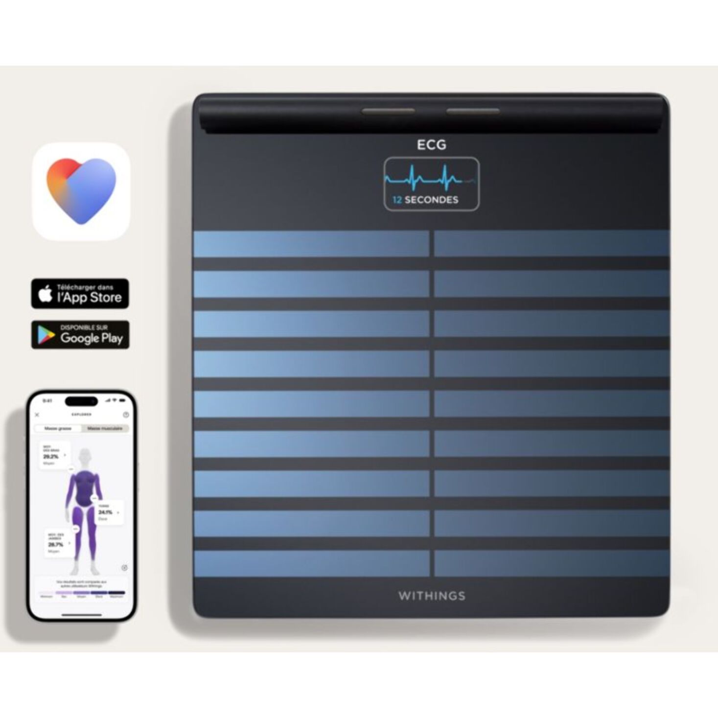 Pèse personne connecté WITHINGS Body Scan noir