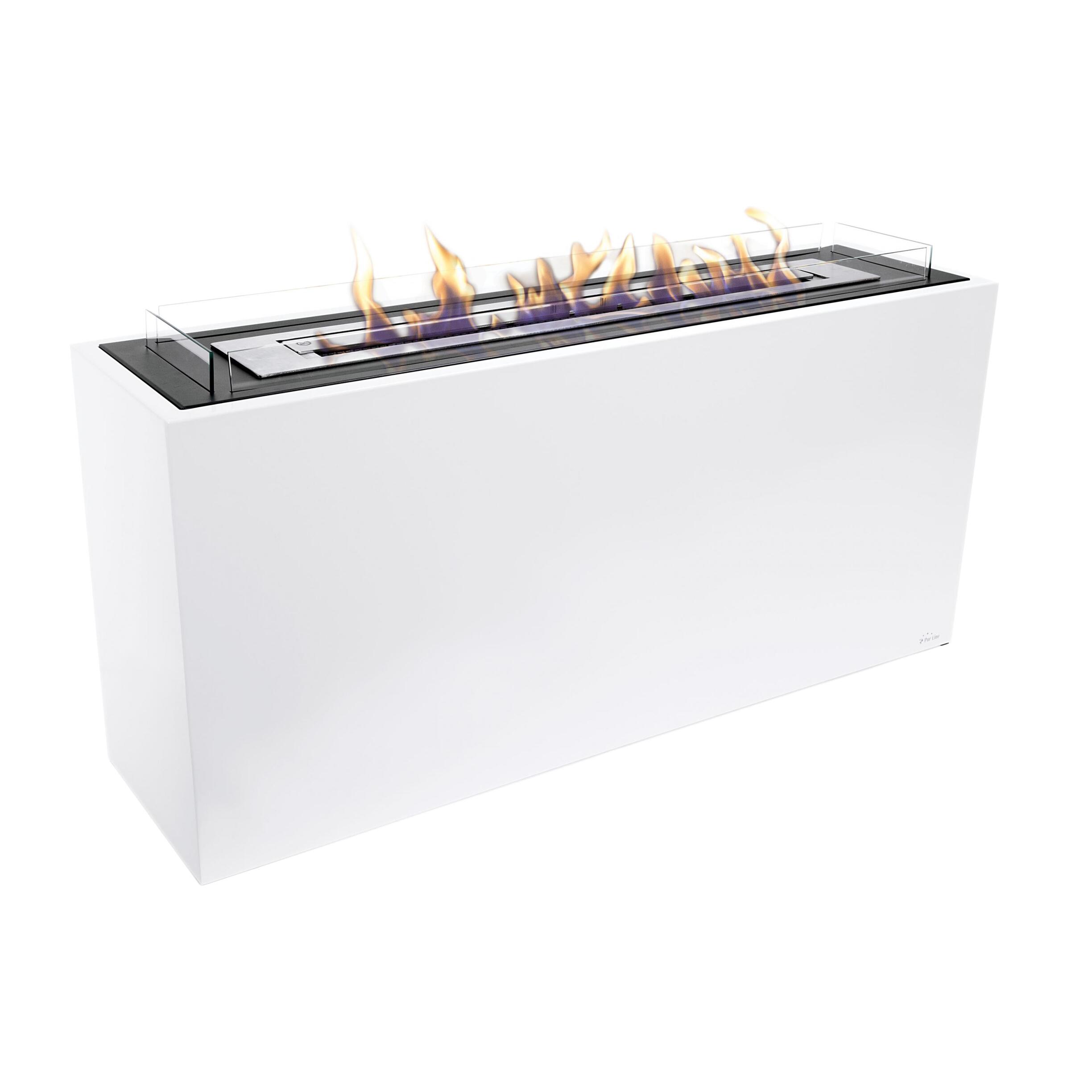 Chimenea de etanol de suelo de grandes dimensiones en acero lacado blanco GEA PURLINE