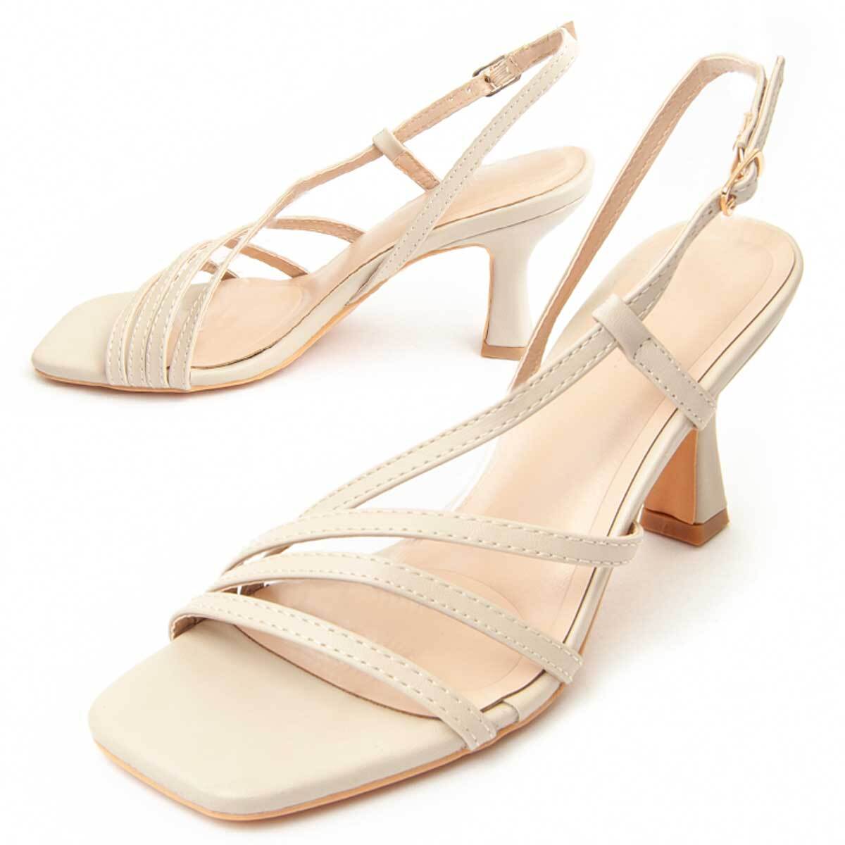 Sandalia de tacón - Beige - Altura: 8 cm