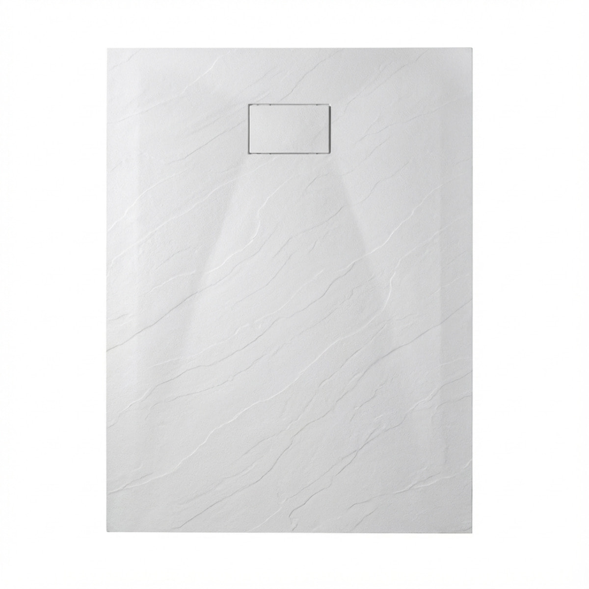 PixL 140x80 cm receveur de douche rectangulaire à poser en résine composite avec surface effet pierre, blanc (CERAPX14080W)