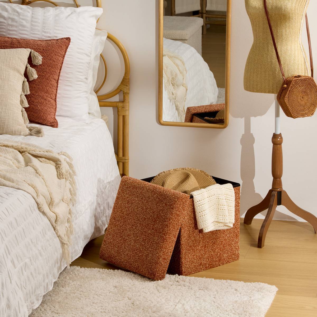 Pouf Coffre Pliable Oxia 38x38cm Ambre