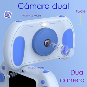 Fotocamera e videocamera per bambini con giochi integrati. Doppia fotocamera, 48mpx e video Full HD. Schermo da 2,4 pollici.