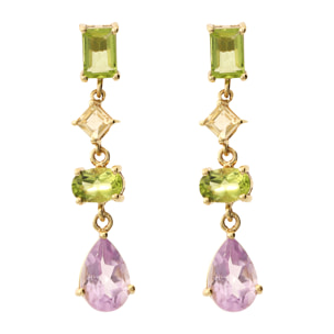 Orecchini Pendenti in Argento 925 placcato Oro Giallo 18Kt con Pietre Naturali Sfaccettate
