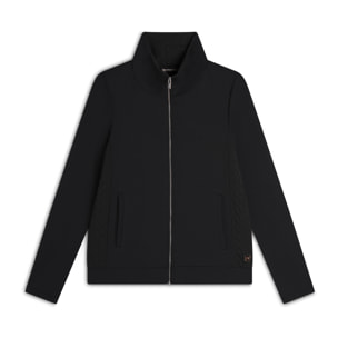 Felpa zip e collo alto con inserti a trecce su fianchi e collo