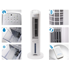 Rafraichisseur d'air par évaporation 70W avec ioniseur et 3 vitesses